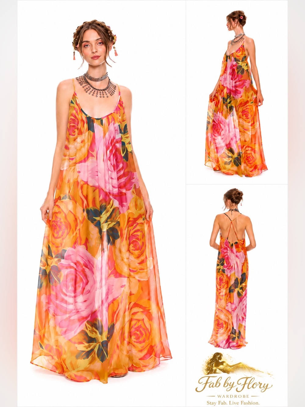 NWT Aratta🌹 Silent Journey Floral Rose Midi/MaxiDress | Sheer | Side Pockets